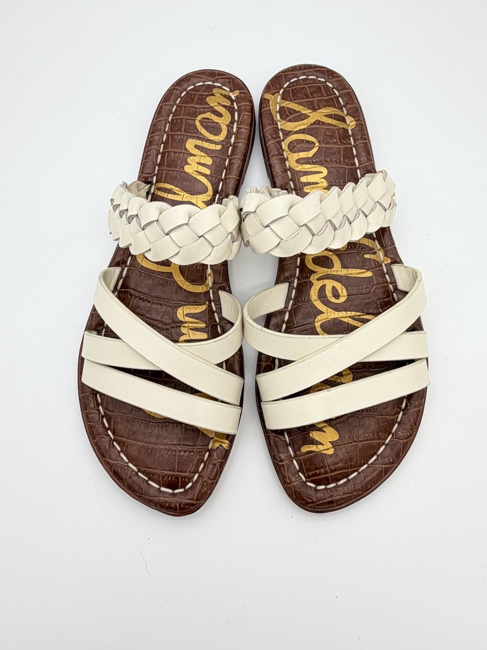 Sam Edelman "Gavin" Flat Sandals - Ivory Size 7